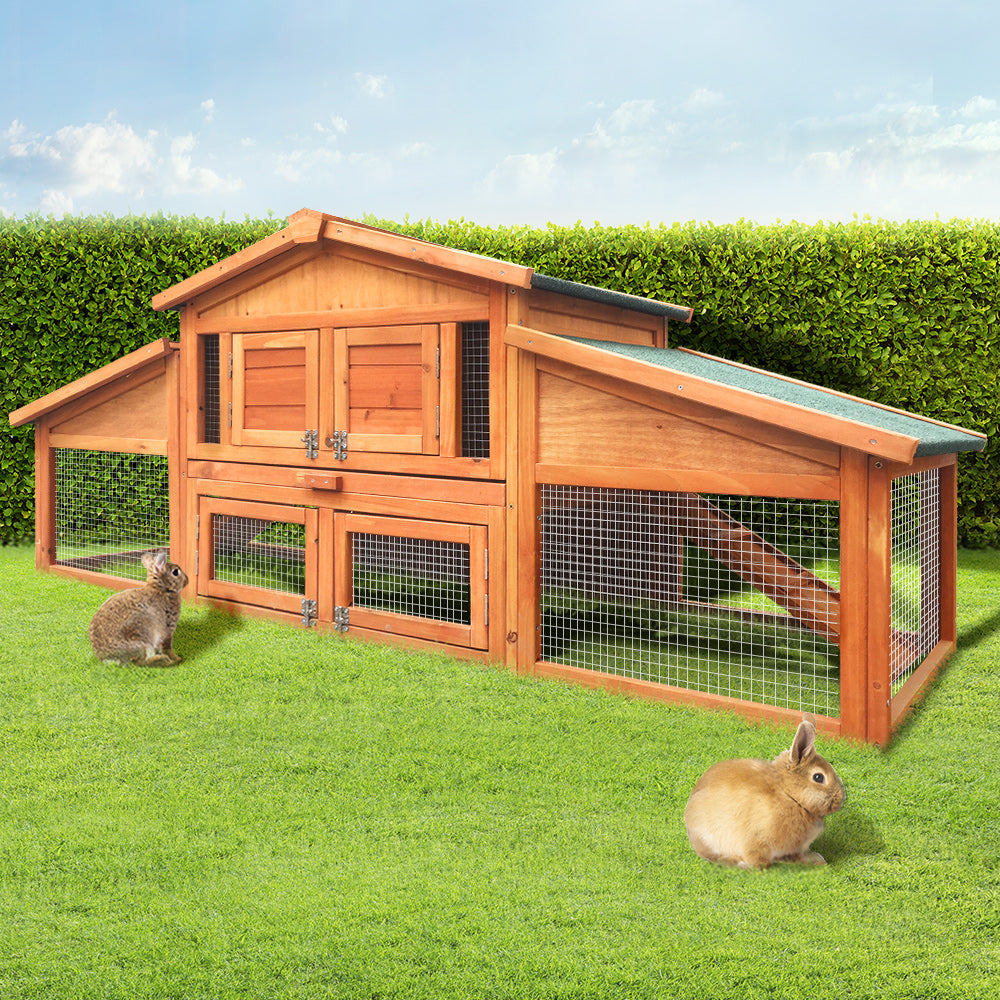 Marlook Chicken Coop Rabbit Hutch 169cm x 52cm x 72cm Large House Outdoor Wooden Run Cage