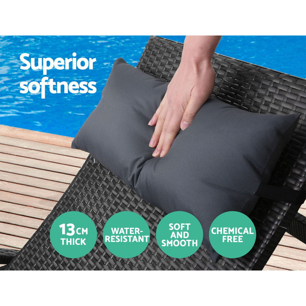 Marlook Sun Lounge Wicker Lounger Outdoor Furniture Beach Chair Armrest Adjustable Black