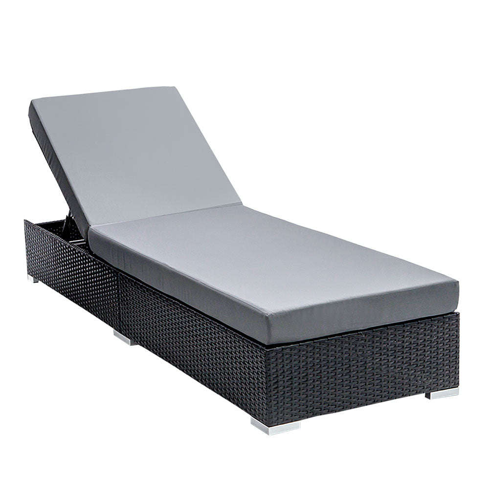 Marlook Sun Lounge Wicker Lounger Outdoor Furniture Day Bed Adjustable Rattan Garden Cover