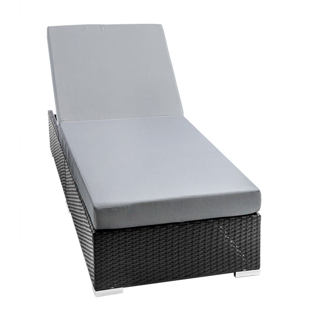 Marlook Sun Lounge Wicker Lounger Outdoor Furniture Day Bed Adjustable Rattan Garden Cover