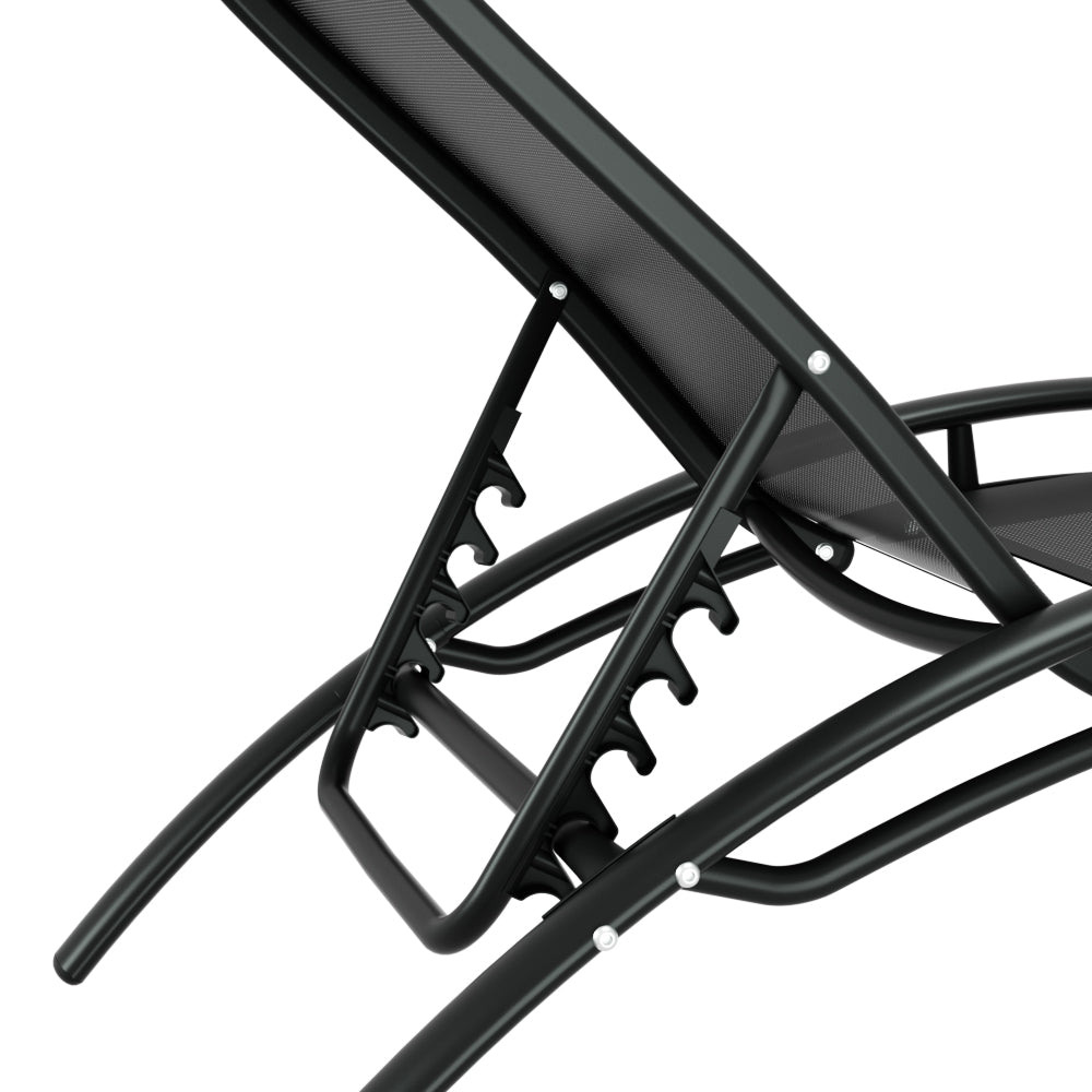 Marlook 3PC Sun Lounge Outdoor Lounger Steel Table Chairs Patio Furniture Garden