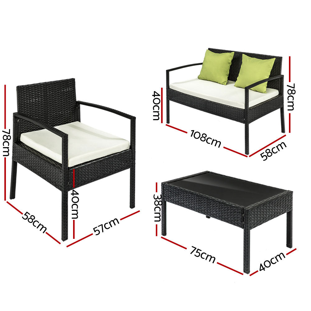 Marlook Outdoor Sofa Set Wicker Lounge Setting Table and Chairs Patio Furniture
