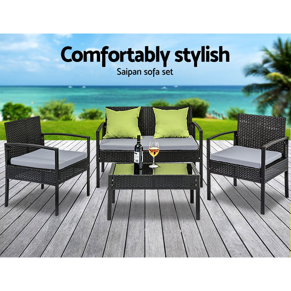 Marlook Outdoor Sofa Set Wicker Lounge Setting Table and Chairs Patio Furniture