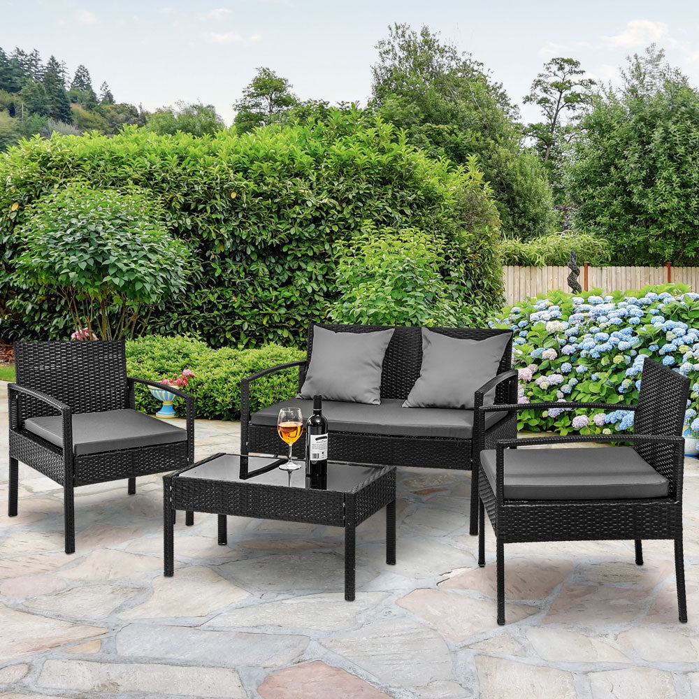 Marlook Outdoor Sofa Set Wicker Lounge Setting Table and Chairs Patio Furniture