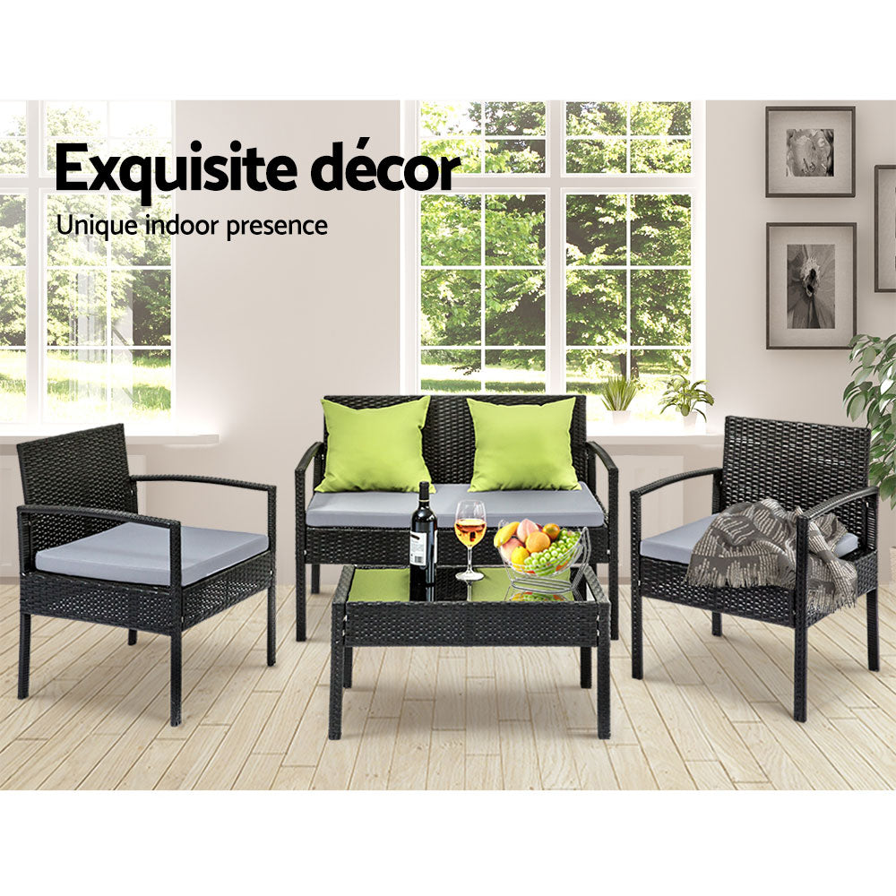 Marlook Outdoor Sofa Set Wicker Lounge Setting Table and Chairs Patio Furniture