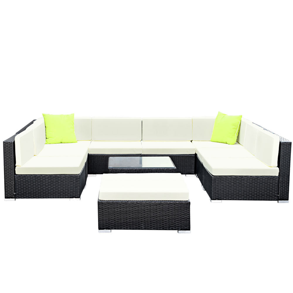 Marlook 10-Piece Outdoor Sofa Set Wicker Couch Lounge Setting Cover