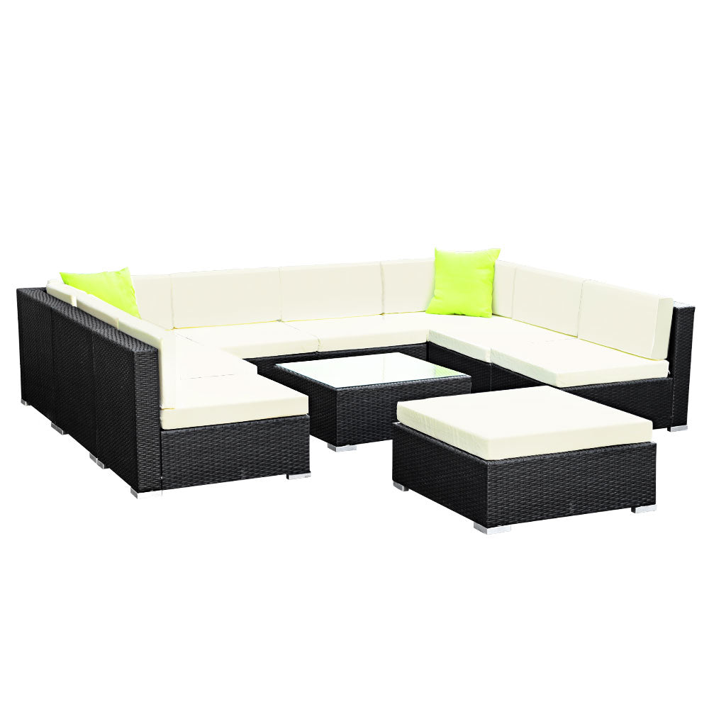 Marlook 10-Piece Outdoor Sofa Set Wicker Couch Lounge Setting Cover