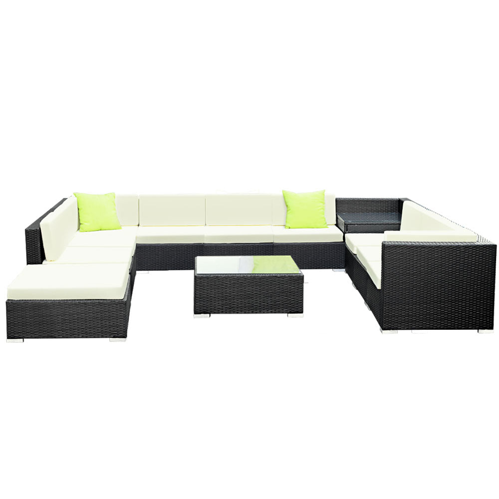 Marlook 12PC Outdoor Furniture Sofa Set Wicker Garden Patio Lounge