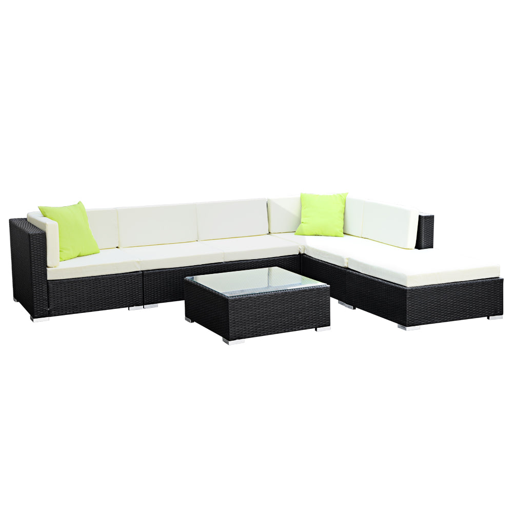 Marlook 7-Piece Outdoor Sofa Set Wicker Couch Lounge Setting 6 Seater