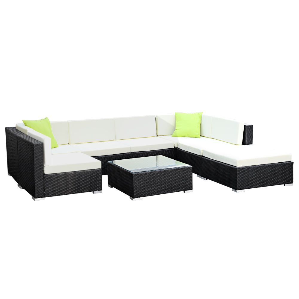 Marlook 8-Piece Outdoor Sofa Set Wicker Couch Lounge Setting 7 Seater