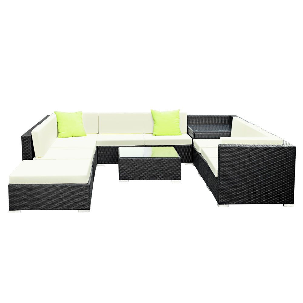 Marlook 9-Piece Outdoor Sofa Set Wicker Couch Lounge Setting 7 Seater