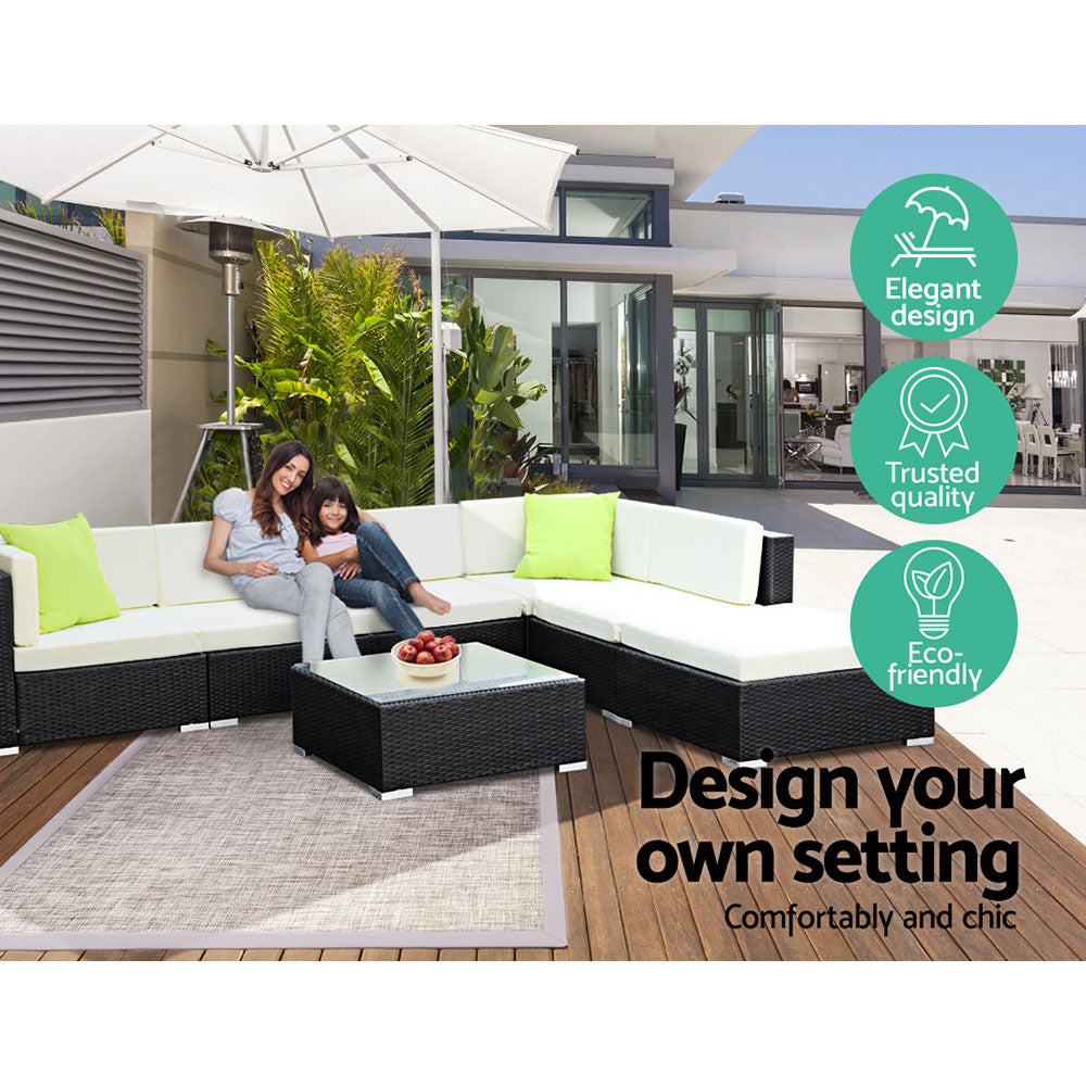 2PC Marlook Outdoor Furniture Sofa Set Wicker Rattan Garden Lounge Chair Setting