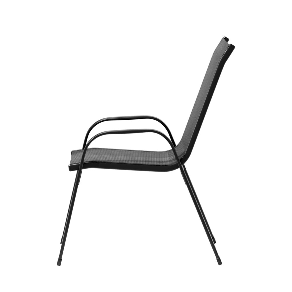 Marlook 4PC Outdoor Dining Chairs Stackable Lounge Chair Patio Furniture Black