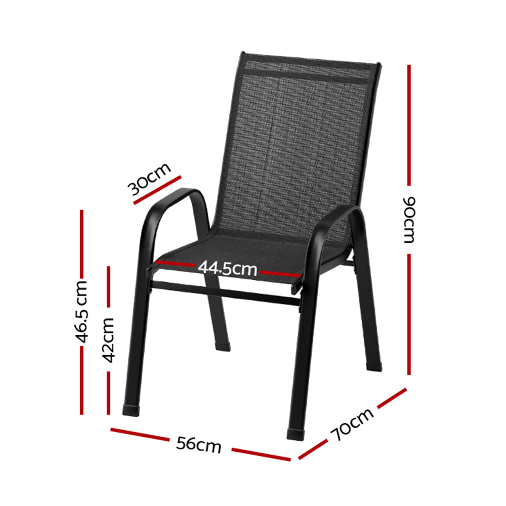 Marlook 6PC Outdoor Dining Chairs Stackable Lounge Chair Patio Furniture Black