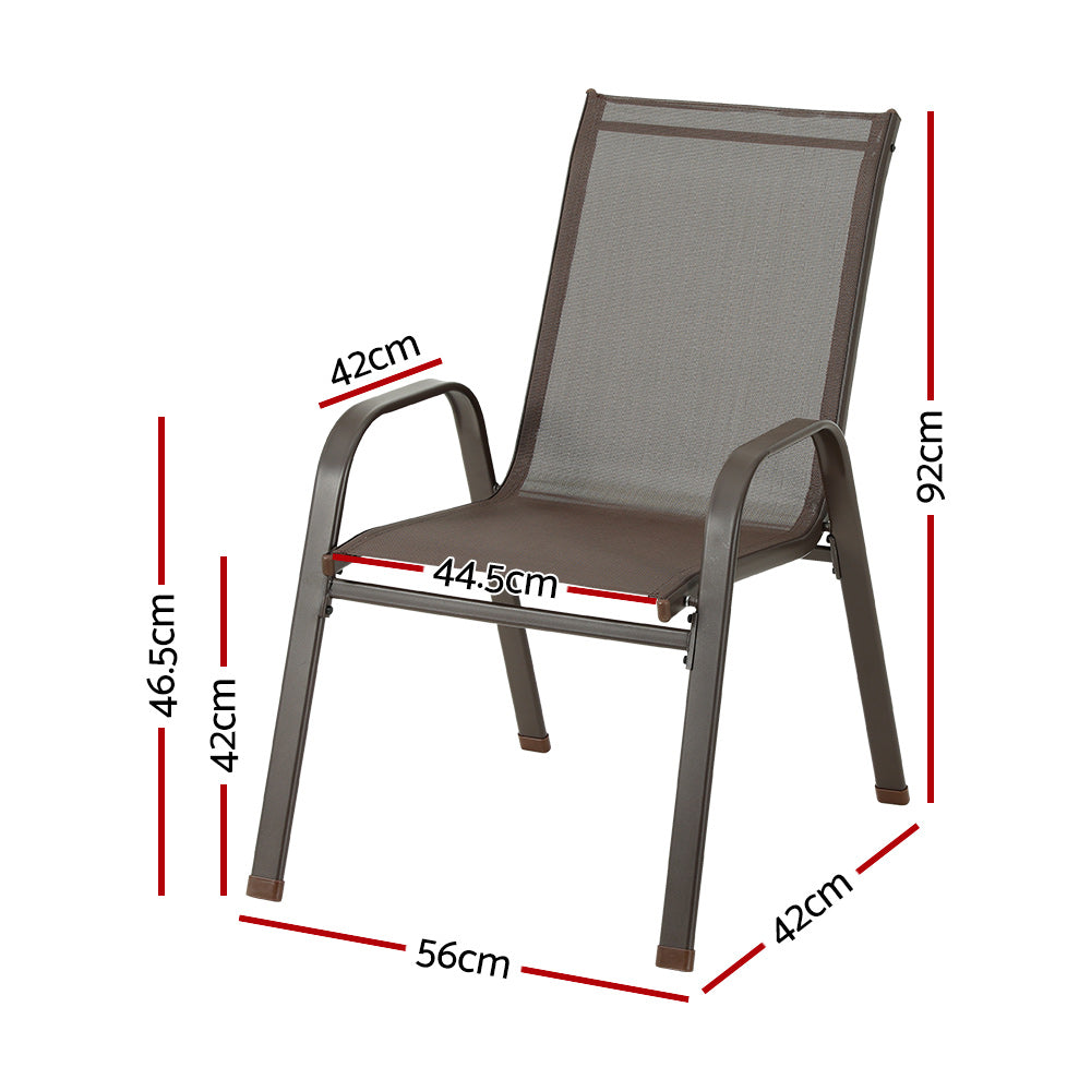 Marlook 6PC Outdoor Dining Chairs Stackable Lounge Chair Patio Furniture Brown