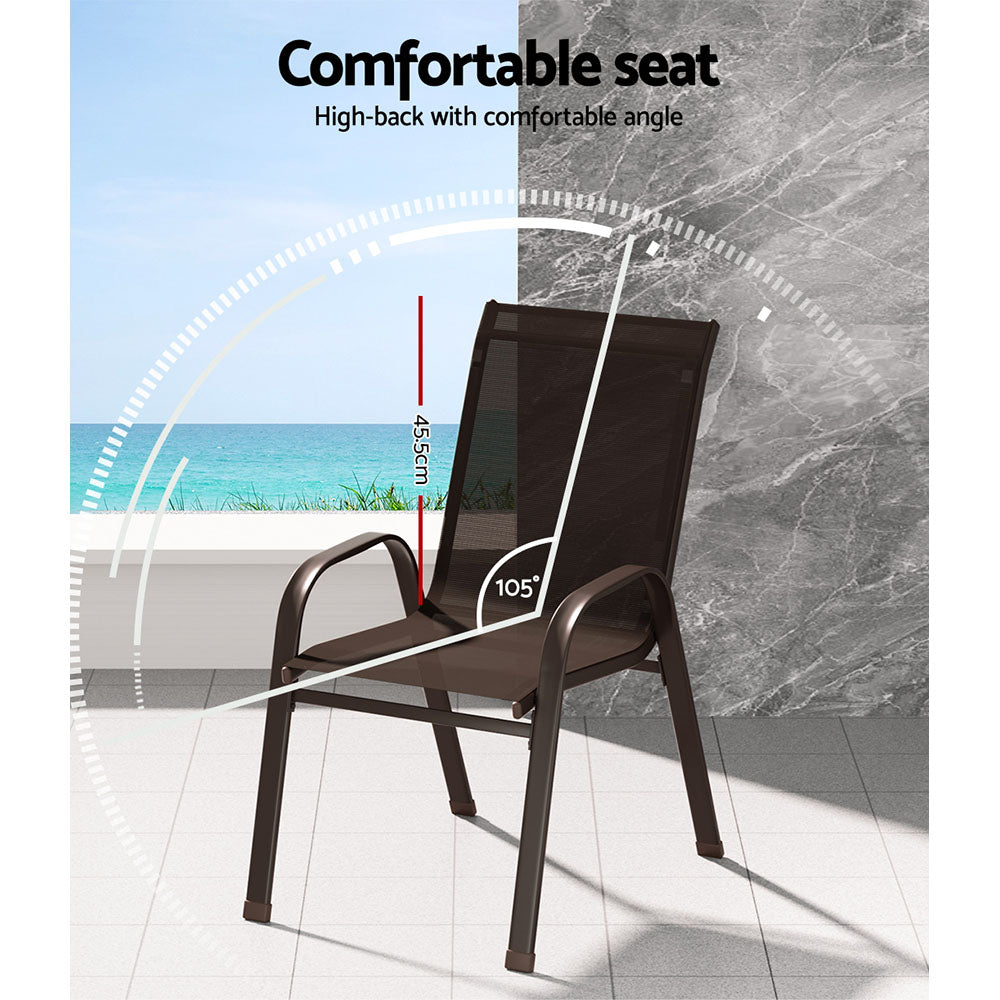 Marlook 6PC Outdoor Dining Chairs Stackable Lounge Chair Patio Furniture Brown