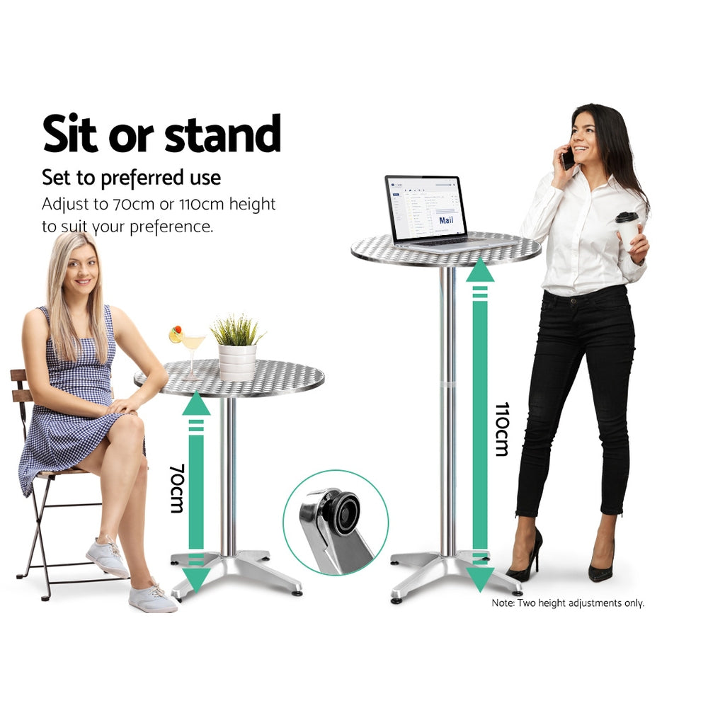 Marlook Outdoor Bar Table Adjustable Aluminium Round 70/110cm