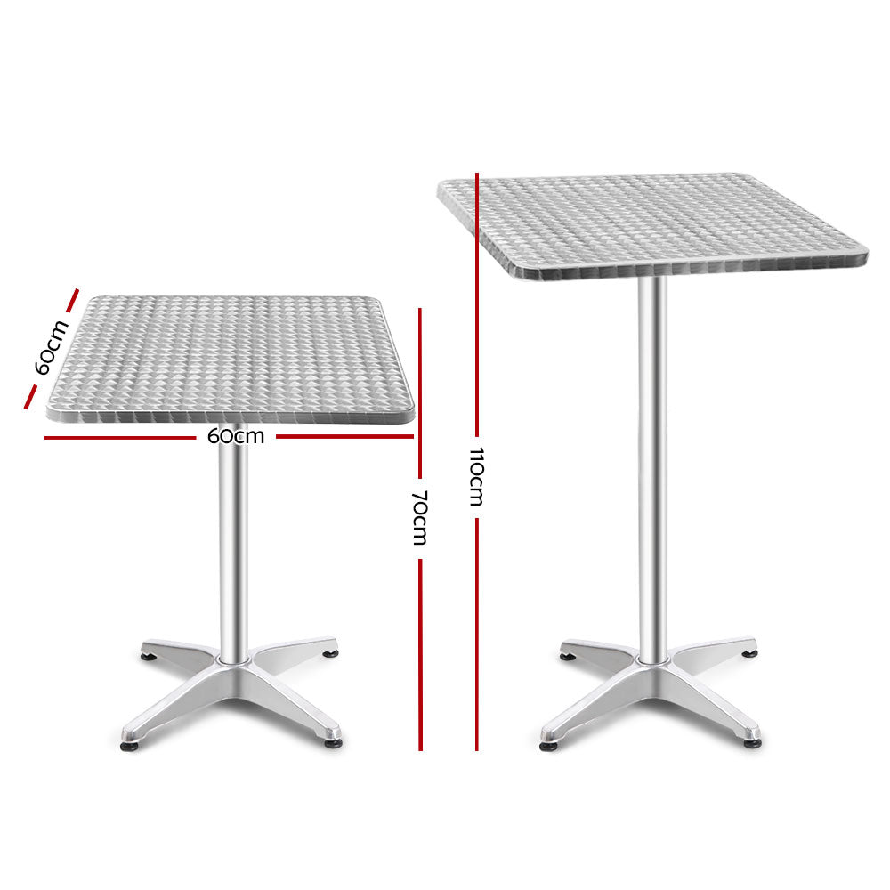 Marlook Outdoor Bar Table Adjustable Aluminium Square 70/110cm