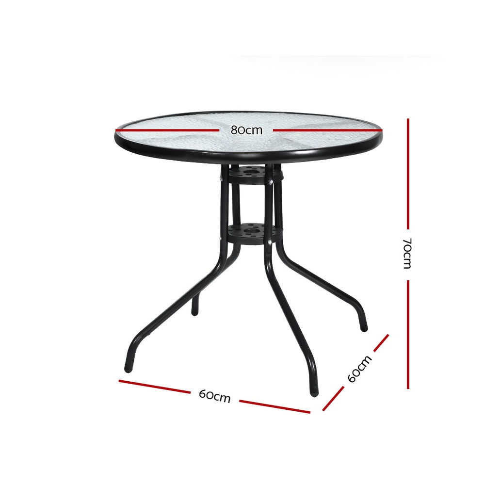 Marlook Outdoor Bar Table Glass Cafe Table Steel Side Parasol Hole