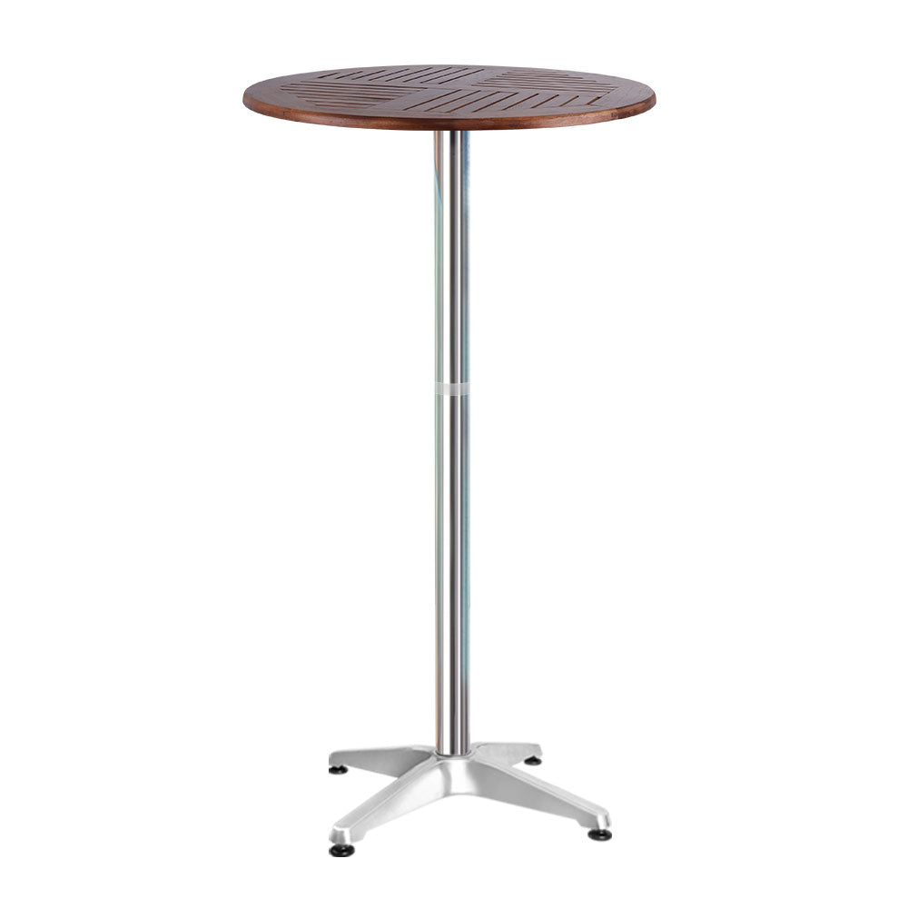 Marlook Outdoor Bar Table Wooden Cafe Table Aluminium Pole Round