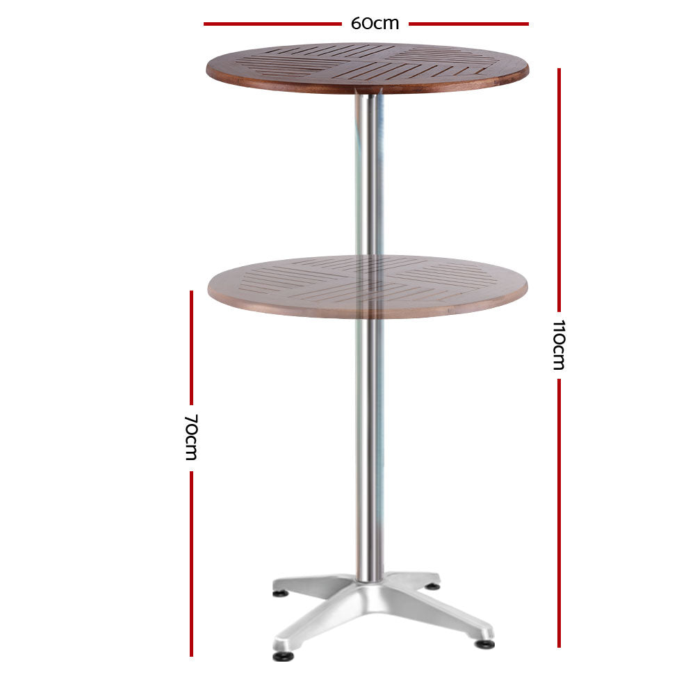 Marlook Outdoor Bar Table Wooden Cafe Table Aluminium Pole Round