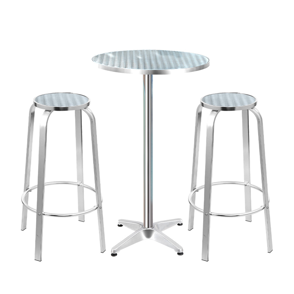 Marlook 3-Piece Outdoor Bar Set Bistro Table Stools Adjustable Round Cafe