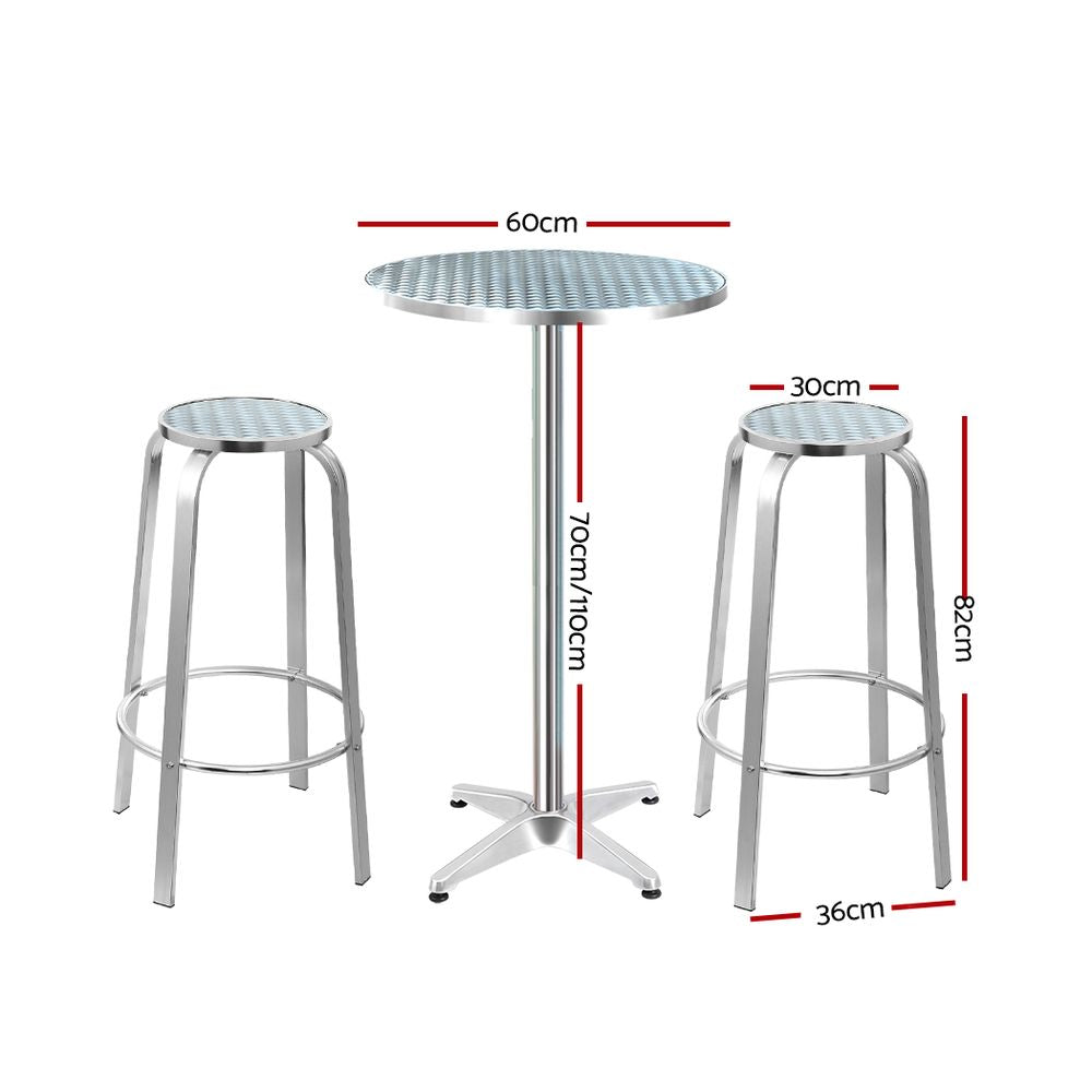 Marlook 3-Piece Outdoor Bar Set Bistro Table Stools Adjustable Round Cafe