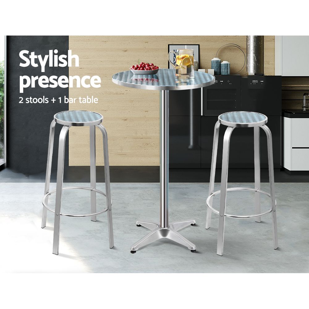 Marlook 3-Piece Outdoor Bar Set Bistro Table Stools Adjustable Round Cafe