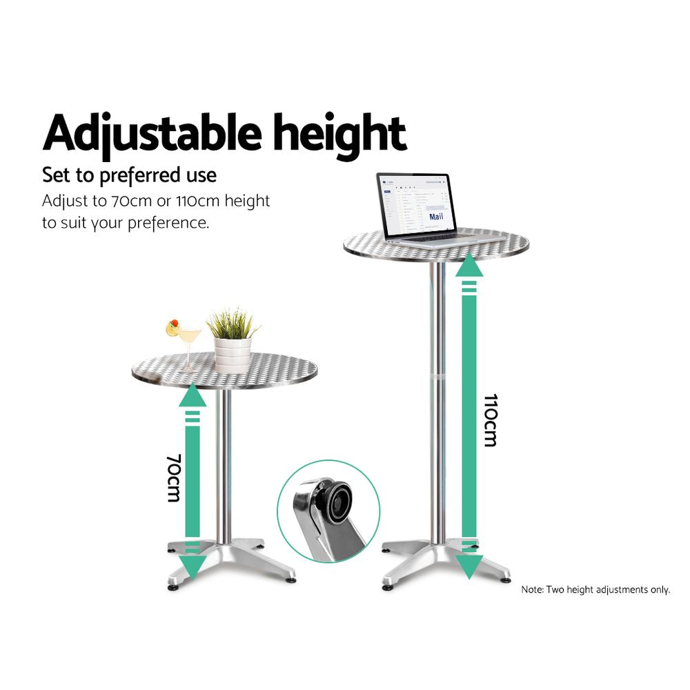 Marlook 3-Piece Outdoor Bar Set Bistro Table Stools Adjustable Round Cafe