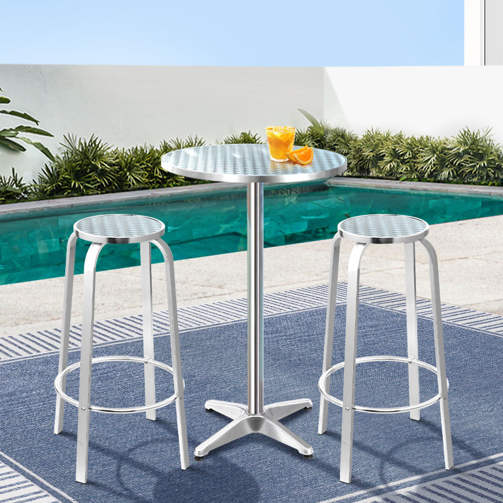 Marlook 3-Piece Outdoor Bar Set Bistro Table Stools Adjustable Round Cafe