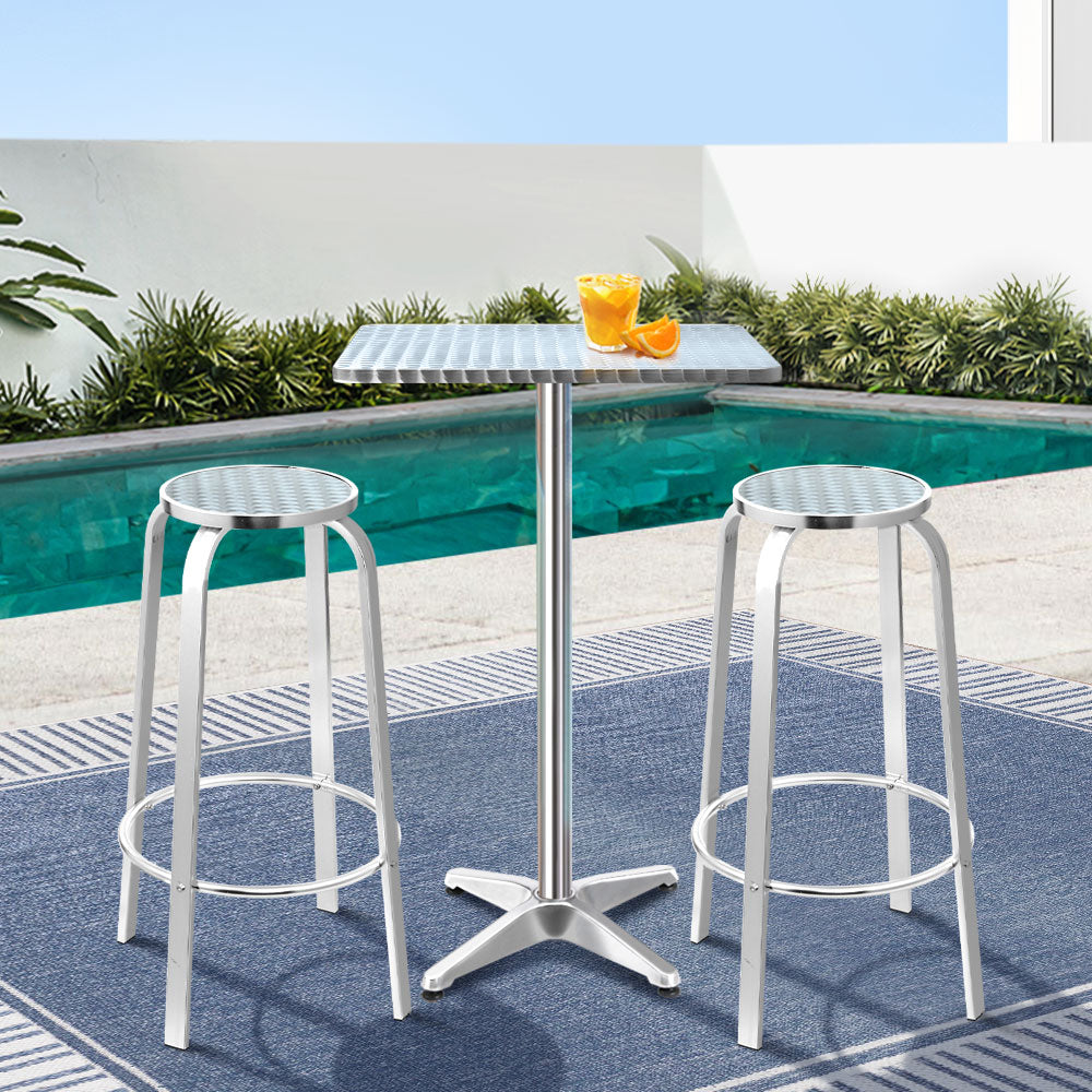 Marlook 3-Piece Outdoor Bar Set Bistro Table Stools Adjustable Square Cafe