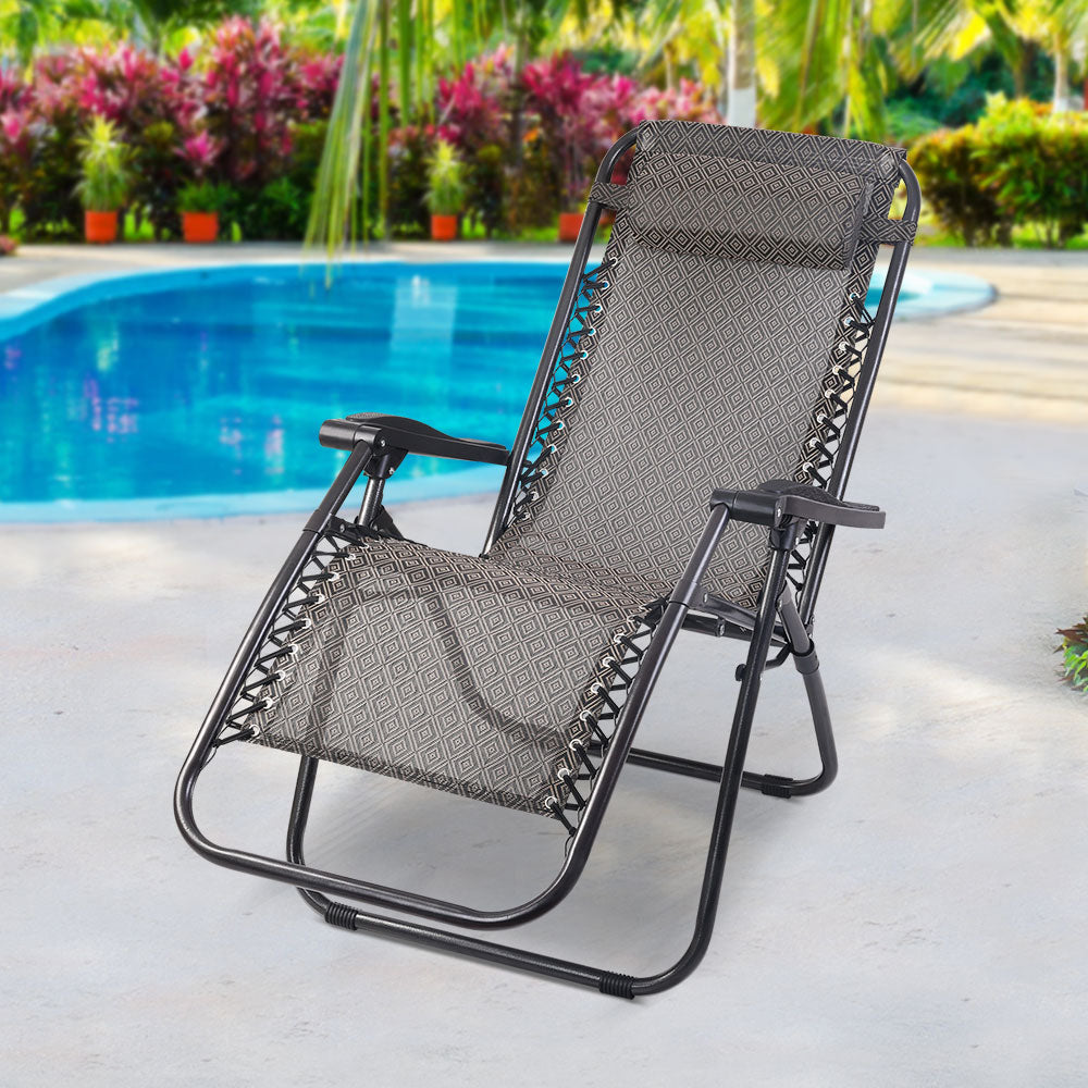 Marlook Zero Gravity Chair Folding Outdoor Recliner Adjustable Sun Lounge Camping Beige