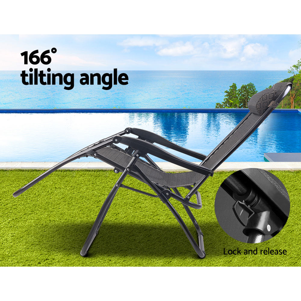 Marlook Zero Gravity Chair Folding Outdoor Recliner Adjustable Sun Lounge Camping Beige