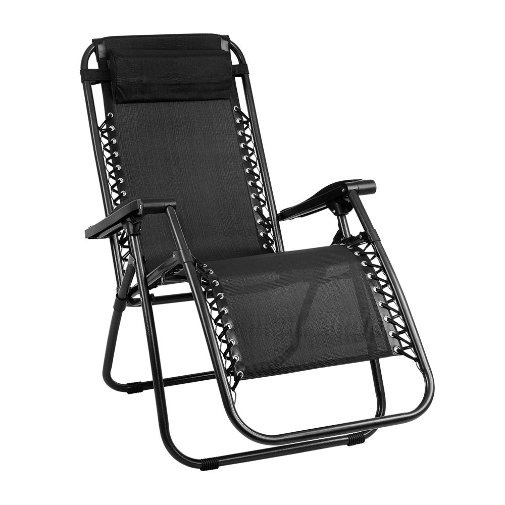 Marlook Zero Gravity Chair Folding Outdoor Recliner Adjustable Sun Lounge Camping Black