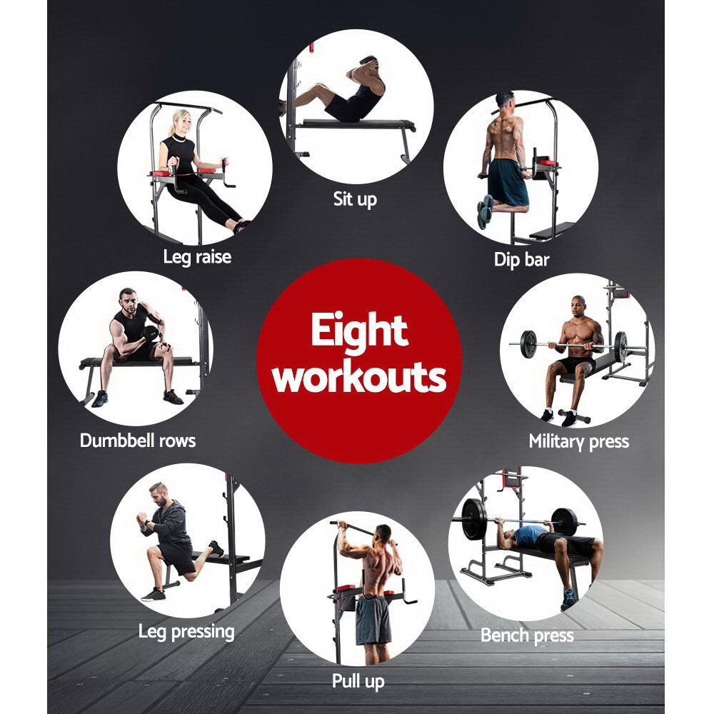Marlook Weight Bench Chin Up Bar Bench Press Home Gym 380kg Capacity