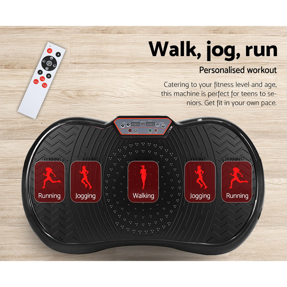 Marlook Vibration Machine Platform Vibrator Resistance Rope Home Fitness Black