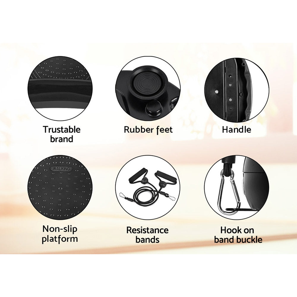 Marlook Vibration Machine Platform Vibrator Resistance Rope Home Fitness Black