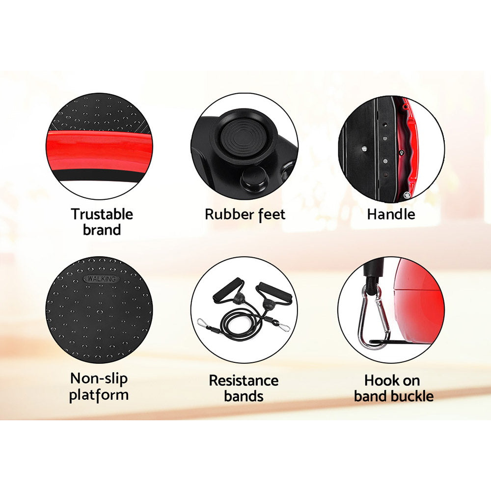 Marlook Vibration Machine Platform Vibrator Resistance Rope Home Fitness Red