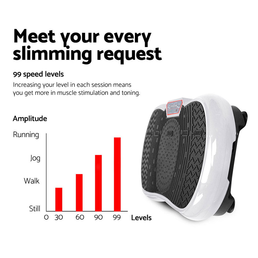 Marlook Vibration Machine Platform Vibrator Resistance Rope Home Fitness White