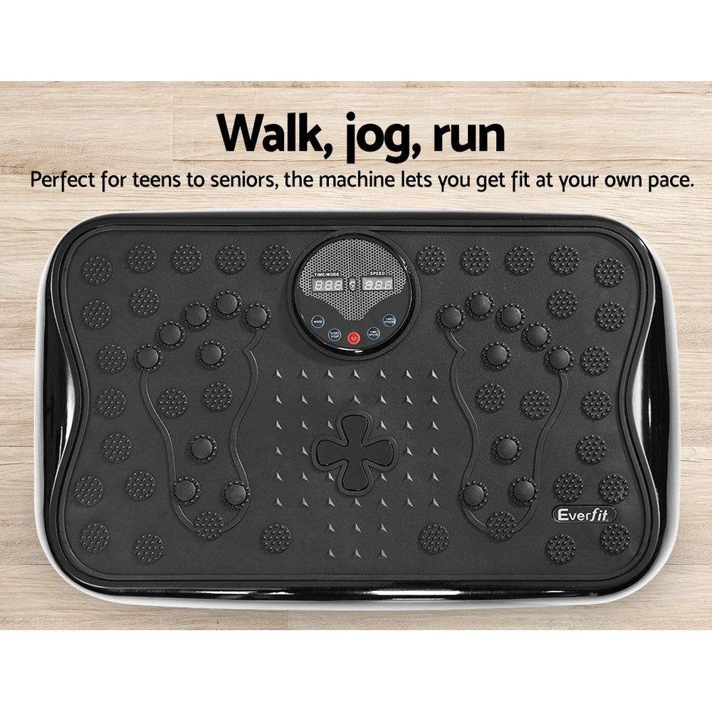 Marlook Vibration Machine Platform Vibrator With Resistance Rope Home Gym Black