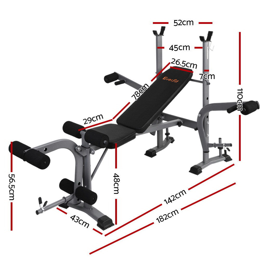 Marlook Weight Bench 8 in 1 Bench Press Adjustable Home Gym Station 200kg