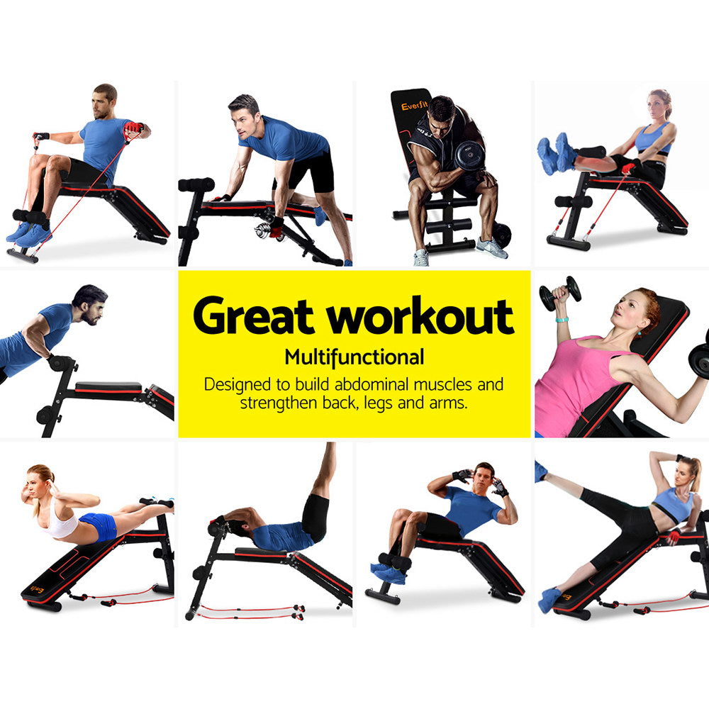 Marlook Weight Bench Adjustable FID Bench Press Home Gym 150kg Capacity