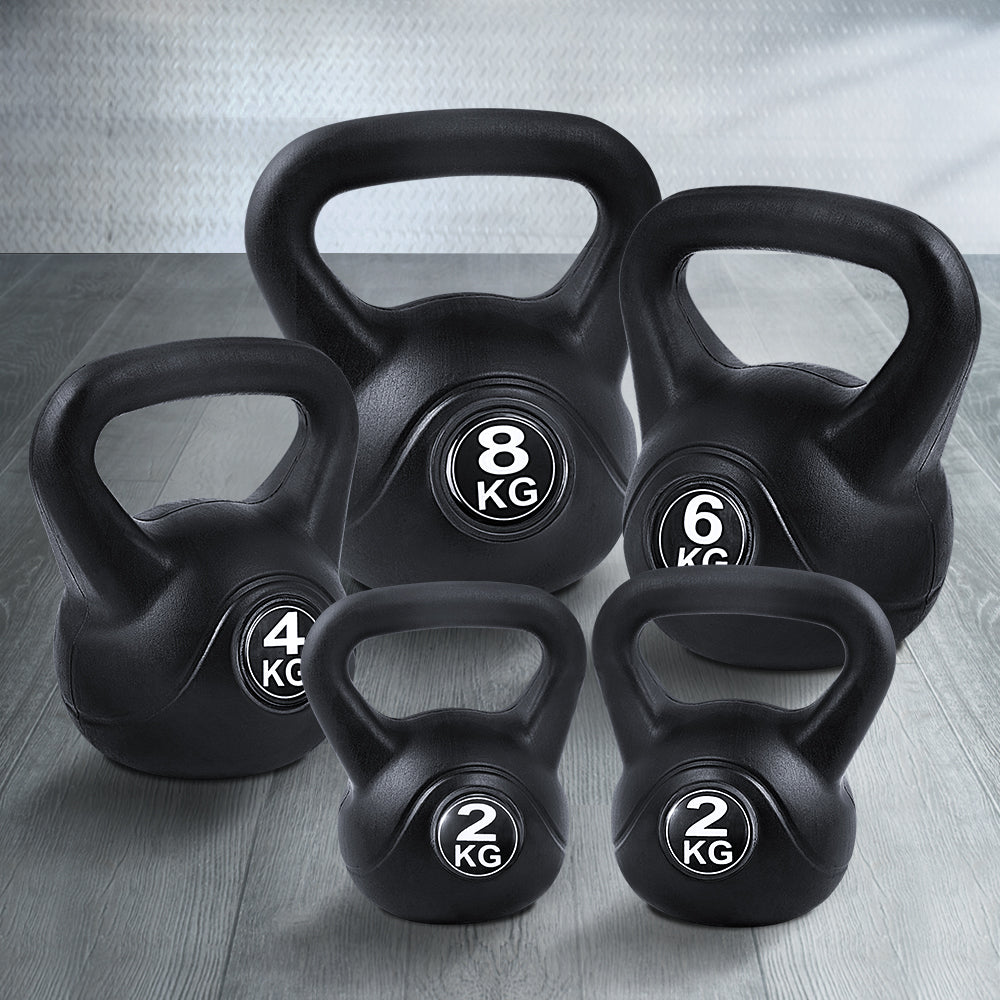 Marlook 22kg Kettlebell Set Weight Lifting Kettlebells Bench Dumbbells Gym Home