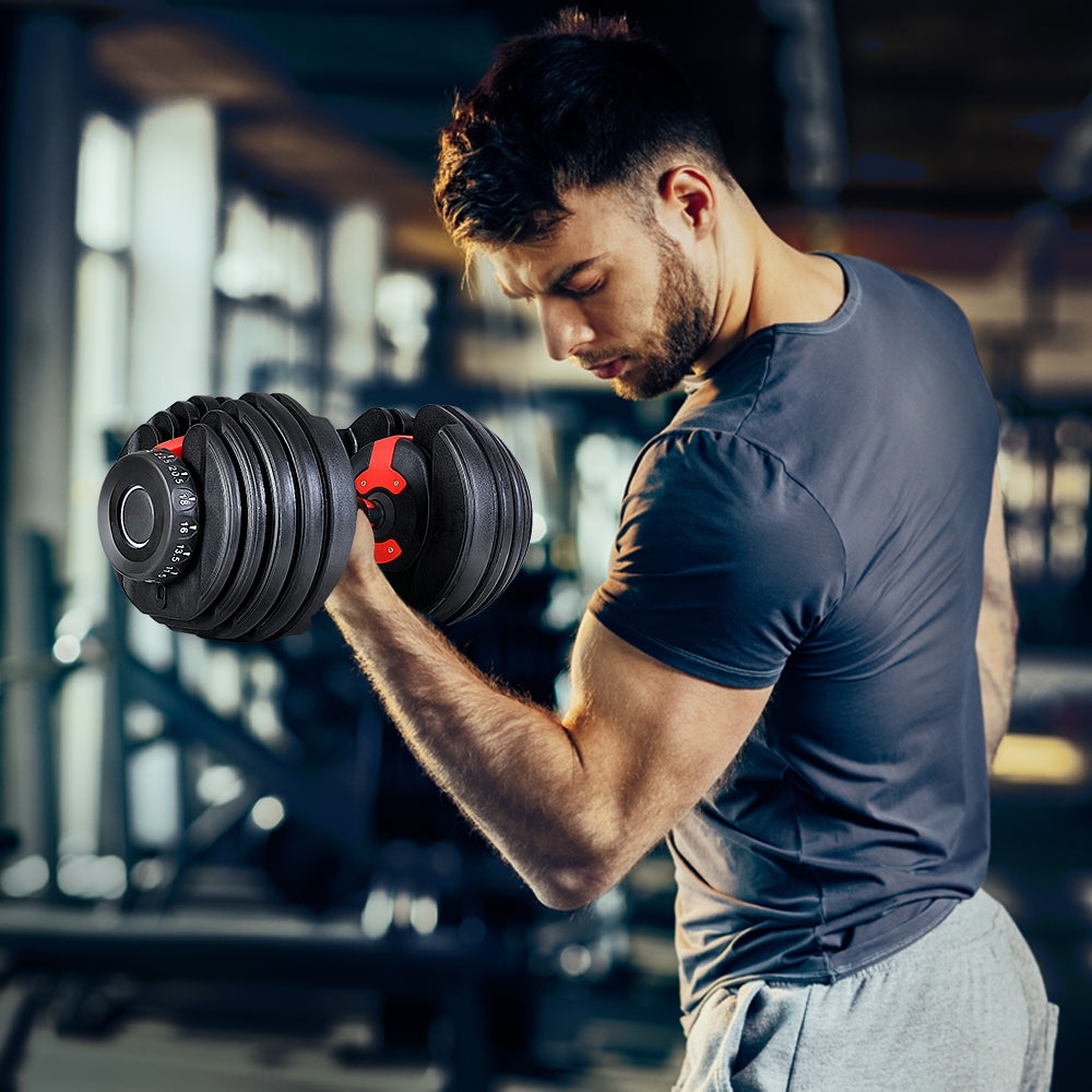 Marlook 24kg Dumbbells Adjustable Dumbbell Weight Plates Home Gym