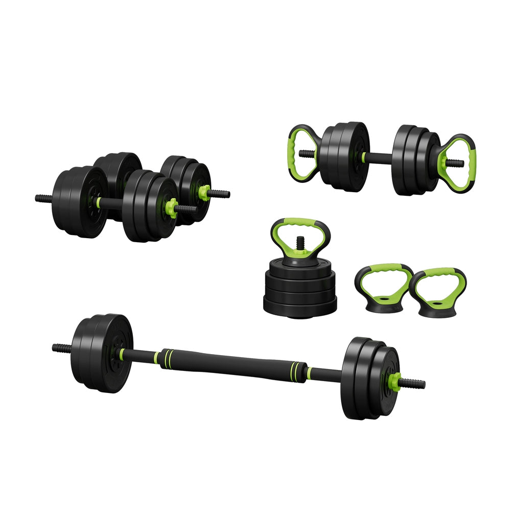 Marlook 25kg Adjustable Dumbbells Set Kettle Bell Weight Plates Barbells Gym
