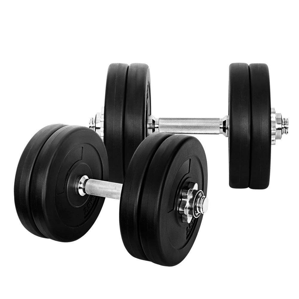 Marlook 25kg Dumbbell Set Weight Plates Dumbbells Lifting Bench