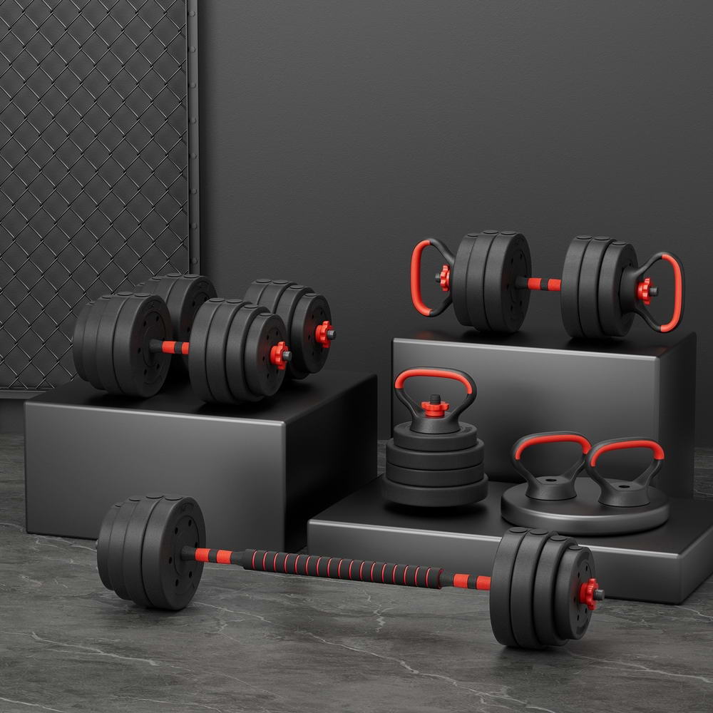 Marlook 40kg Adjustable Dumbbells Set Kettle Bell Weight Plates Barbells Gym