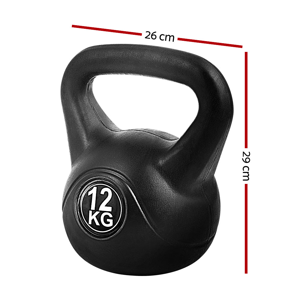 Marlook 12kg Kettlebell Set Weight Lifting Bench Dumbbells Kettle Bell Gym Home