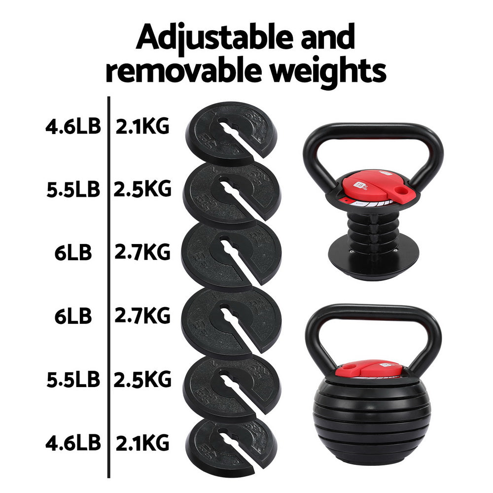 Marlook 18kg Adjustable Kettlebell Set Portable Kettle Bell Weight Dumbbells 10lbs 40lbs
