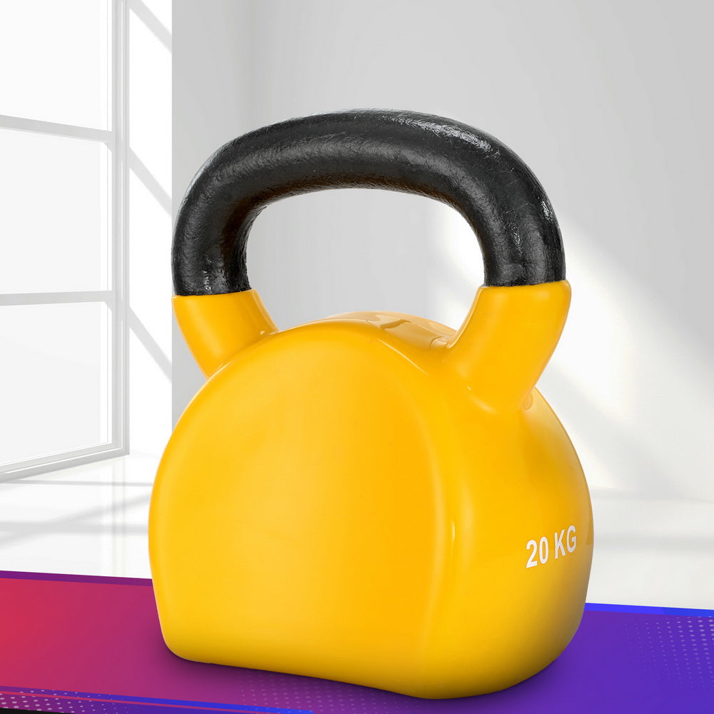 Marlook 20kg Kettlebell Set Weightlifting Bench Dumbbells Kettle Bell Gym Home